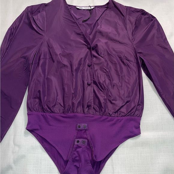 Zara Deep Purple Bodysuit Top - Picture 3 of 7